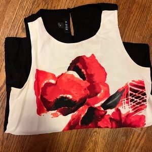 A byers tank top red watercolor flower size medium two color